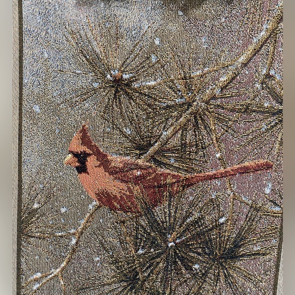 Hautman Tapestry Throw 2007 Red Cardinals Birds 4 Nature Scenes Fringe 51x68 - Picture 2 of 7
